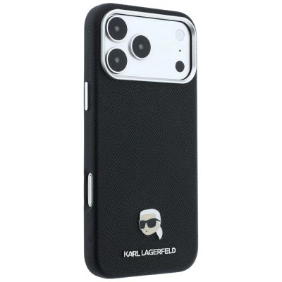 4. Etui Karl Lagerfeld Grained Karl Head Metal MagSafe na iPhone 18 Pro Max / 17 Pro Max - czarne