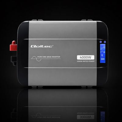 9. Qoltec Przetwornica napięcia Pure Sine Wave | 12V na 230V | 2000/4000W | LCD | USB | USB-C | Kompatybilna z LiFePO4 GEL AGM
