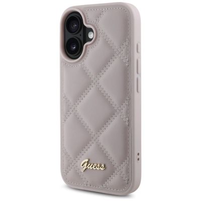 2. Etui Guess Quilted Metal Logo na iPhone 16 - różowe