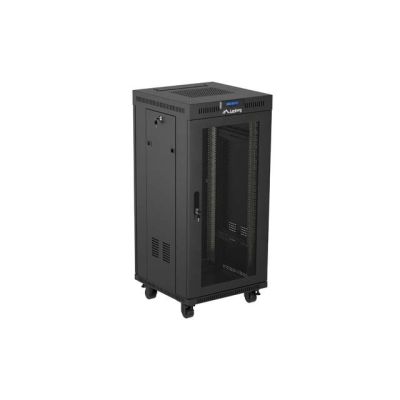 21. LANBERG SZAFA INSTALACYJNA RACK STOJĄCA 19" 24U 600X600 CZARNA DRZWI PERFOROWANE LCD (FLAT PACK) V2