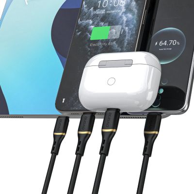 2. Kabel Dudao L25L 30W USB-A - Lightning z oplotem z miękkiego silikonu Lightning 1m - czarny