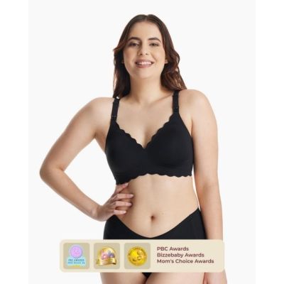 2. MOMCOZY YN46 bezszwowy biustonosz do karmienia Floral Support czarny 2XL