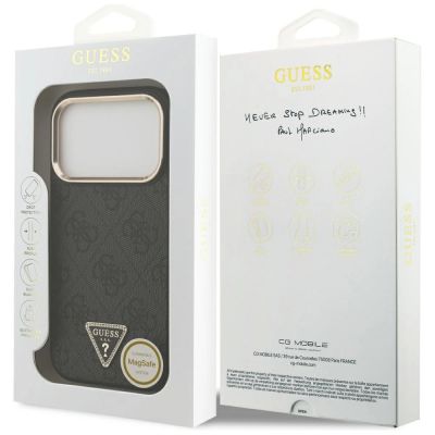 8. Etui Guess 4G Triangle Logo MagSafe na iPhone 17 Pro - czarno-złote