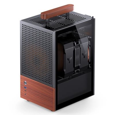 21. Obudowa Jonsbo T6, Mini-Tower, Mini-ITX, Tempered Glass, Holz - czarna