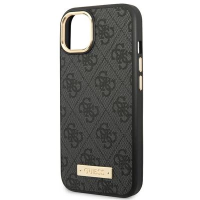 6. Etui Guess 4G Logo Plate MagSafe na iPhone 14 Plus - czarne