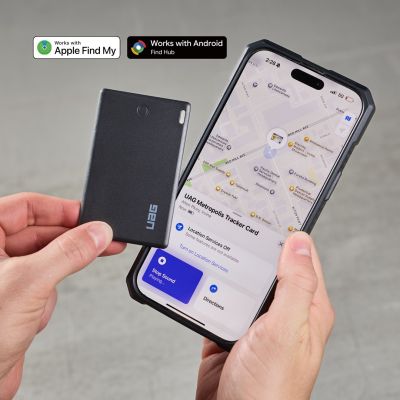 2. UAG Metropolis Wallet - portfel z podstawką w zestawie z kartą lokalizującą (Apple Find My i Google Find Hub), kompatybilny z MagSafe (kevlar black)