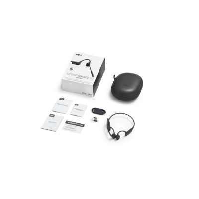 17. Słuchawki bezprzewodowe kostne Shokz OpenComm2 USB-C + adapter USB-A czarne