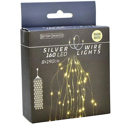 4. LAMPKI DRUCIKI NA BATERIE KASKADA 160 LED CIEPŁY BIAŁY TIMER