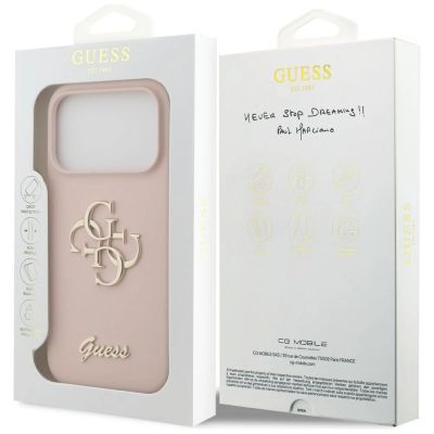 8. Etui Guess Silicone Big 4G Script na iPhone 17 Pro - różowe