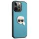 4. Etui Karl Lagerfeld Leather Ikonik Karl's Head Metal na iPhone 13 Pro Max - niebieskie
