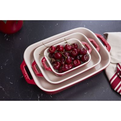 10. Zestaw 3 prostokątnych półmisków ceramicznych STAUB 40508-171-0 - czerwony