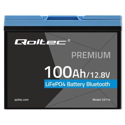 4. Akumulator Qoltec LiFePO4 53714 Litowo-Żelazowo-Fosforanowy | 12.8V | 100Ah | 1280Wh | Bluetooth | BMS