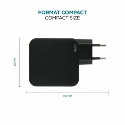 5. Mobilis Charger 100W 2USB C 1USBA GaN cable 100W Laptop, Smartfon, Tablet Czarny Prąd przemienny Wewnętrzna