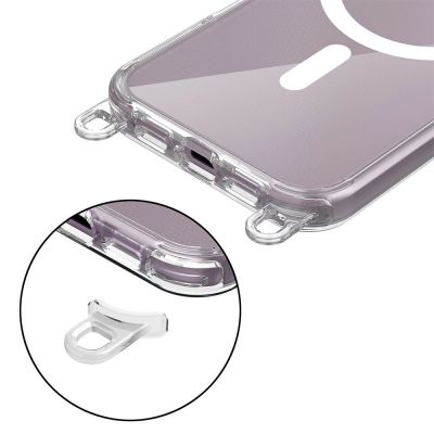 2. Etui Tech-Protect FlexAir Chain MagSafe na iPhone 16 - przezroczyste + 2 smycze (czarna i szarobrązowa)