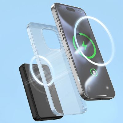 5. Powerbank magnetyczny Dudao K14S 20W 5000mAh 1x USB-A 1x USB-C - czarny