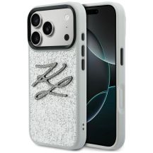 Etui Karl Lagerfeld IML Glitter KL Diamond Logo na iPhone 17 Pro - srebrne