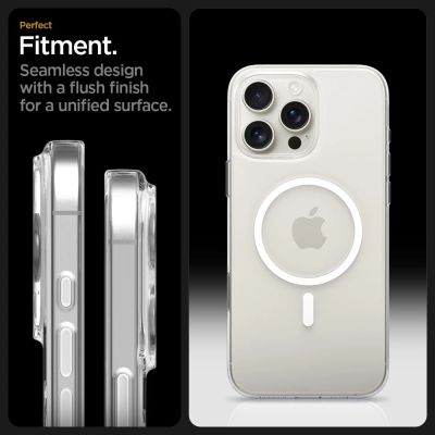 10. Etui Spigen Thin Fit MagSafe na iPhone 16 Pro Max - przezroczysto-białe