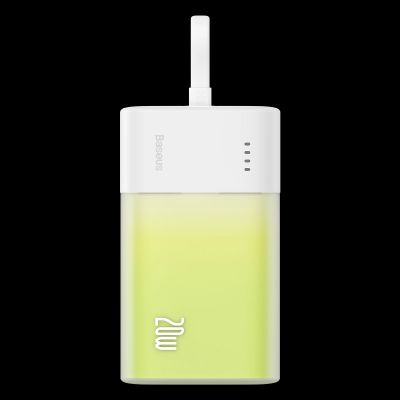 Powerbank Baseus Popsicle 5200mAh 20W z wbudowanym kablem Lightning (+ biały kabel Baseus Simple USB-C - USB-C 60W/20V/3A/30cm) - biało-zielony
