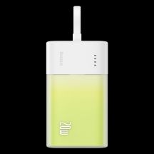 Powerbank Baseus Popsicle 5200mAh 20W z wbudowanym kablem Lightning (+ biały kabel Baseus Simple USB-C - USB-C 60W/20V/3A/30cm) - biało-zielony