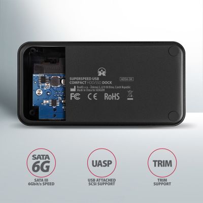11. Axagon ADSA-SN stacja dokująca do dysków twardych USB 3.2 Gen 1 (3.1 Gen 1) Type-A Czarny