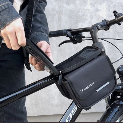 10. Wozinsky torba rowerowa na ramę sakwa na rower wodoodporne etui na telefon 1,5l czarny (WBB26BK)