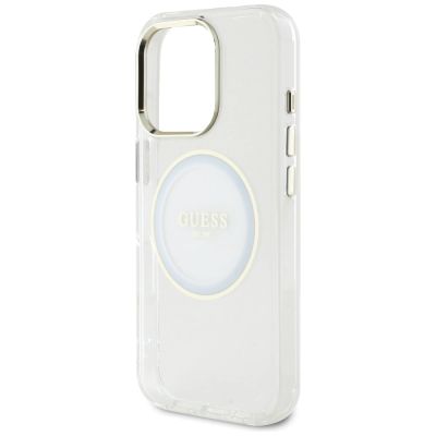 6. Etui Guess IML Metal Colored Circle Classic Logo MagSafe na iPhone 16 Pro - białe