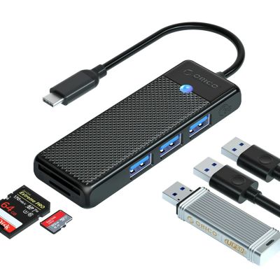 2. Hub USB Orico PAPW3AT-C3 4-portowy 3x USB-A 3.0 z czytnikiem kart microSD/SD 0,15 m - czarny