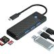 2. Hub USB Orico PAPW3AT-C3 4-portowy 3x USB-A 3.0 z czytnikiem kart microSD/SD 0,15 m - czarny