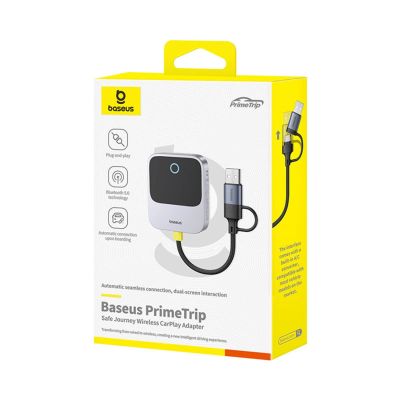 10. Adapter CarPlay Baseus SafeJourney Series bezprzewodowy - szary