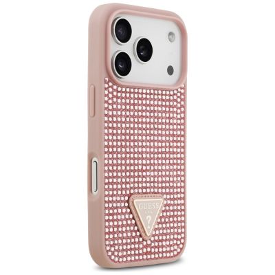 4. Etui Guess Rhinestone Triangle Logo na iPhone 17 Pro - różowe