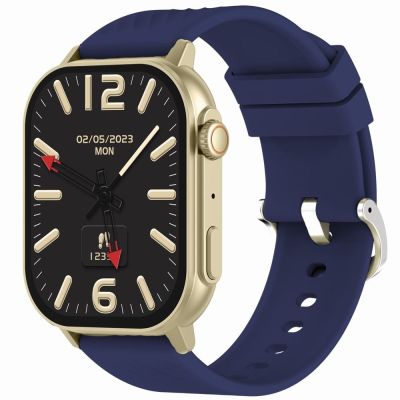 4. Smartwatch Damski GRAVITY GT15-11 Granatowy Pasek Silikonowy + Złota Bransoleta