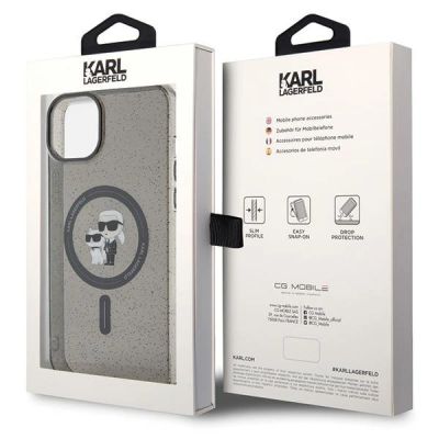 8. Etui Karl Lagerfeld Karl&Choupette Glitter MagSafe na iPhone 15 Plus - czarne