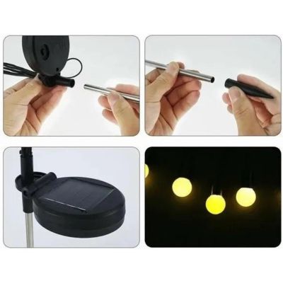 17. LAMPA SOLARNA TAŃCZĄCE NA WIETRZE KULECZKI BIAŁE 6 LED 72CM