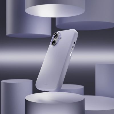 7. Etui silikonowe Puro Icon Mag Pro Liquid Silicone na iPhone 17 kompatybilne z MagSafe, z ochroną aparatu i aluminiowymi przyciskami - lawendowe