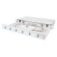 8. Panel krosowy FO z wyposażeniem 19'' 1U, 6x LC dx, OM3, pigtaile, adaptery, tacki, wysuwany, szary