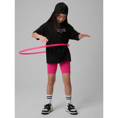 3. T-shirt loose z nadrukiem dziewczęcy 4F 4FJRSS26TTSHF4137-20S