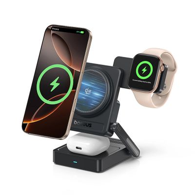 5. Ładowarka bezprzewodowa Baseus PicoGo AF21 3w1 Qi2.2 35W z zasilaczem EU 45W i kablem USB-C 1m - czarna