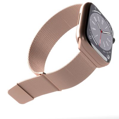 3. Pasek ze stali nierdzewnej Puro Milanese do Apple Watch 38 / 40 / 41 mm - różowy