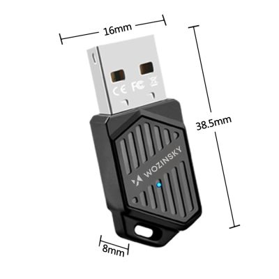 2. Wozinsky dwupasmowy adapter USB  Wi-Fi 6 z Bluetooth 5.4 - czarny