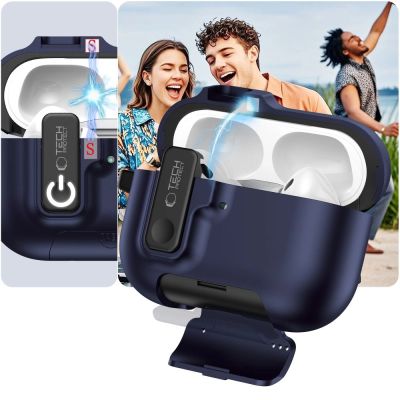 9. Etui Tech-Protect Slim Hook na AirPods Pro 3 - granatowe