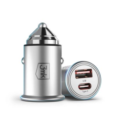 2. Ładowarka samochodowa 3mk Hyper Car Charger 45W USB-C USB-A - srebrna