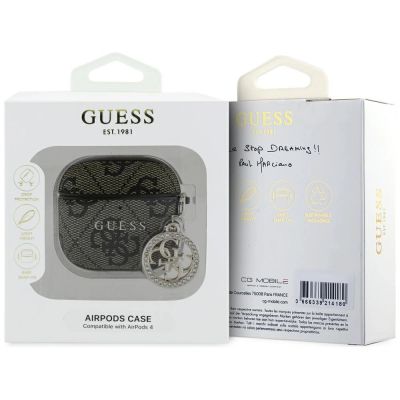 3. Etui Guess 4G Strass Charm na AirPods 4 - brązowe