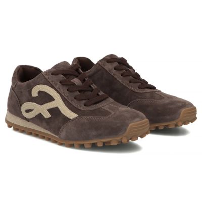 4. Skórzane półbuty damskie sneakersy zamszowe brązowe Filippo DP7961