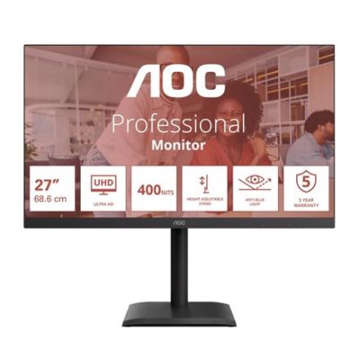 24. AOC E4 U27E4CV monitor komputerowy 68,6 cm (27") 3840 x 2160 px 4K Ultra HD LED Czarny