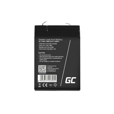 2. GREEN CELL AKUMULATOR ŻELOWY AGM15 6V 4AH