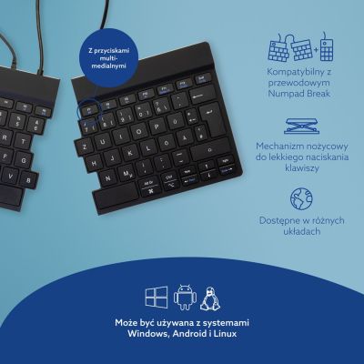 8. R-Go Tools Ergonomiczna klawiatura R-Go Split Break v2 z oprogramowaniem break, QWERTZ_DE, przewodowa, czarna