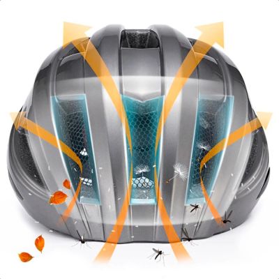 3. Kask rowerowy Rockbros ZK-013TI z wbudowaną lampką rozmiar uniwersalny 55-60cm - szary