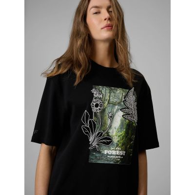 4. T-shirt loose z nadrukiem damski 4F 4FRSS26TTSHF3706-20S