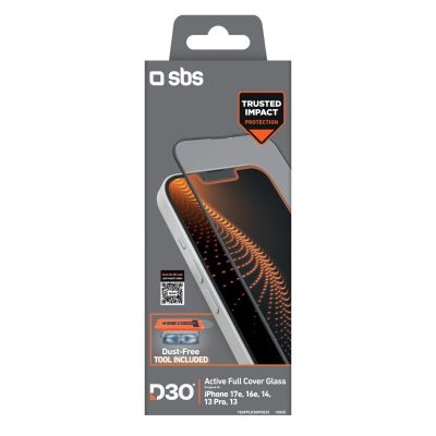 2. Szkło hartowane SBS D3O na iPhone 13/13 Pro/14/16e/17e z aplikatorem