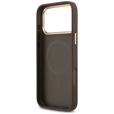 7. Etui Guess Peony Hot Stamp MagSafe na iPhone 18 Pro Max / 17 Pro Max - brązowe